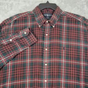 Ralph Lauren Blake Shirt Mens Large Button Down Long Sleeve Red Green Striped